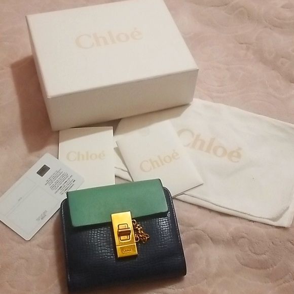 Authentic Two Tone Chloe Drew Textured Leather Wa